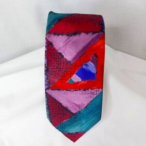 Vintage Ketch Mens Necktie Geometric Pink‎ Purple Green Tie 56"x3.5"